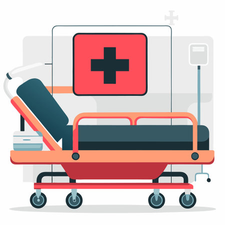 Conceptual Illustration of a Modern, Comfortable Hospital Bed within a Healthcare Settingのイラスト素材