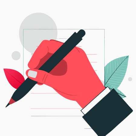 Hand Holding Pen to Write or Sketch Concept Illustrationのイラスト素材