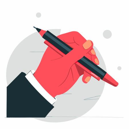 Hand Holding Pen and Writing a Concept with Illustration Conceptのイラスト素材