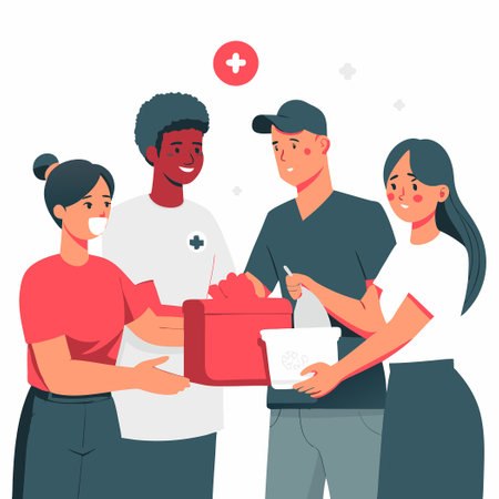 Community Coming Together to Donate Sanitary Essentials for Those in Needのイラスト素材