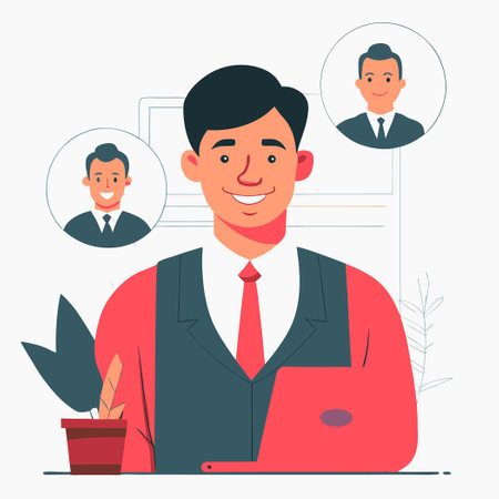 Modern Concept: Illustrating the Hiring Process with Virtual Technologyのイラスト素材