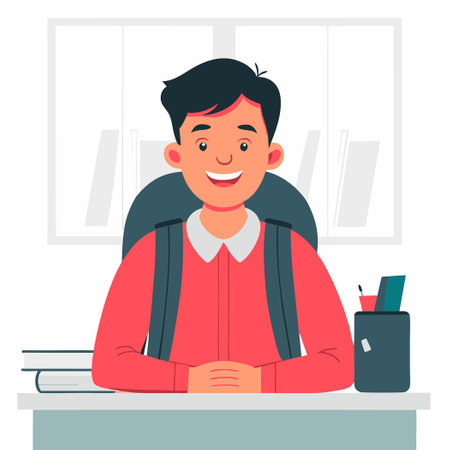 Cheerful Student Celebrating Academic Success with Joyful Expressionのイラスト素材