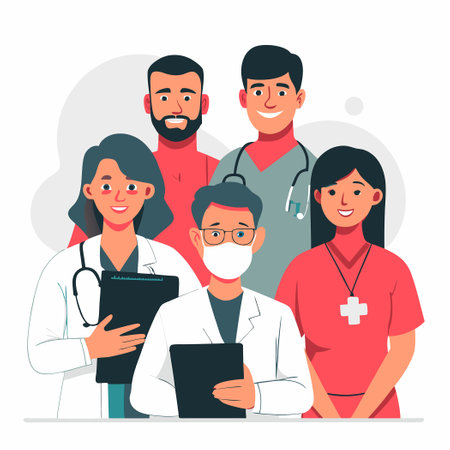 Healthcare Professionals Collaborate for Comprehensive Patient Careのイラスト素材
