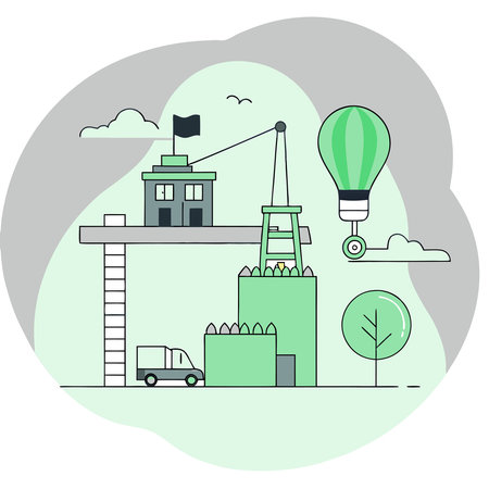 In Progress Concept Illustration Depicting a Vision of the Futureのイラスト素材