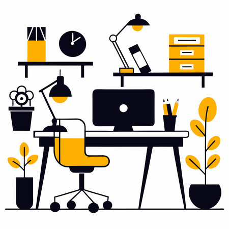 Illustrious Office Workplace with Creative Ambianceのイラスト素材