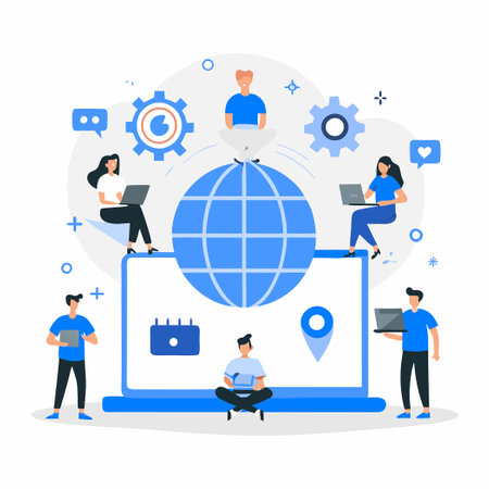 Creative Concept Illustration Celebrating the Global Day of the Internetのイラスト素材