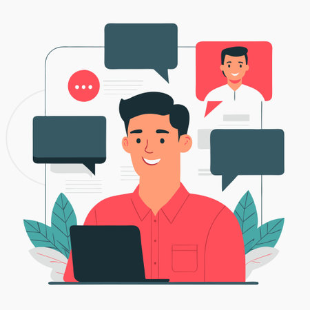 Conceptual Illustration of Digital Messaging and Communicationのイラスト素材