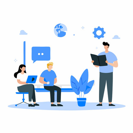 Visual Representation of a Complex Learning Concept with Numbered Illustrationsのイラスト素材