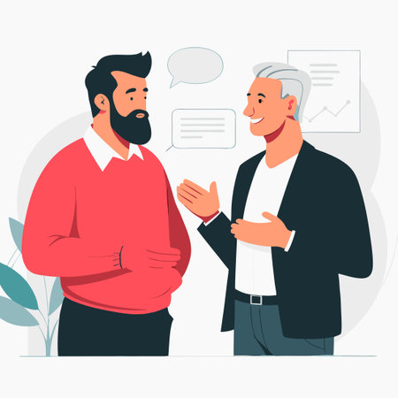 Engaging Conversation Between Three Male Professionals in Suitsのイラスト素材