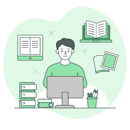 Learning Concept Illustration Depicting Study, Knowledge, and Educationのイラスト素材