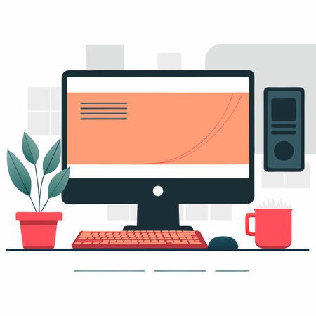 Modern Desktop Computing Concept: Unlocking Digital Potentialのイラスト素材