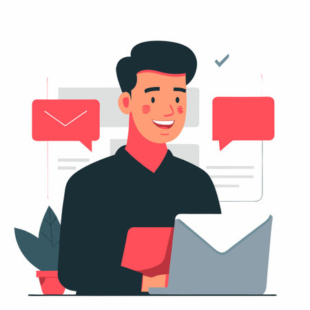 Innovative Chat and Messaging Concept with Abstract Illustration in Blueのイラスト素材