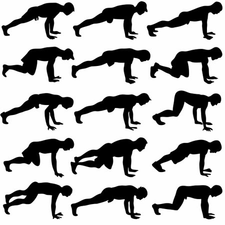 Graceful Silhouettes of a Person Performing Yoga Posesのイラスト素材