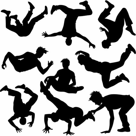 Collection of Graceful Silhouettes Depicting Human Movement in Various Posesのイラスト素材