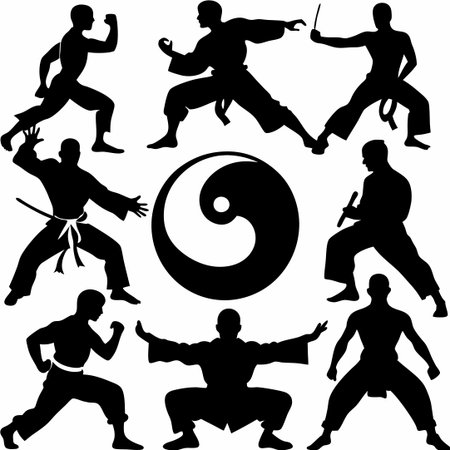 Collection of Striking Silhouettes of a Person in Motion (3)のイラスト素材