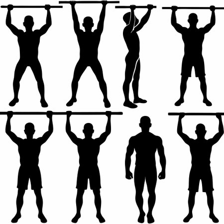 Comprehensive Collection of Silhouettes Depicting Yoga Poses of a Person Performing Pu