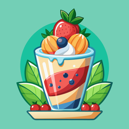 Flat Creative Logo Icon of a Berry Parfait on Isolated Backgroundのイラスト素材
