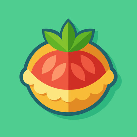 Modern Minimalist Flat Design Icon of a Delectable Fresh Fruit Tartのイラスト素材