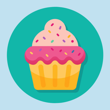 Flat Creative Logo Icon Featuring a Sprinkled Cupcake