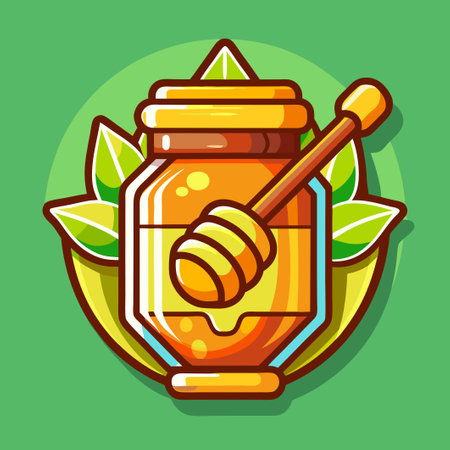 Minimalistic Honey Jar Icon with a Flowing Drizzleのイラスト素材