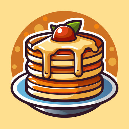 Minimalistic Pancake Icon Featuring Stacked Pancakes with Maple Syrupのイラスト素材