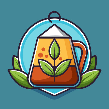 Flat Creative Line Art Icon of a Steaming Herbal Tea Bagのイラスト素材