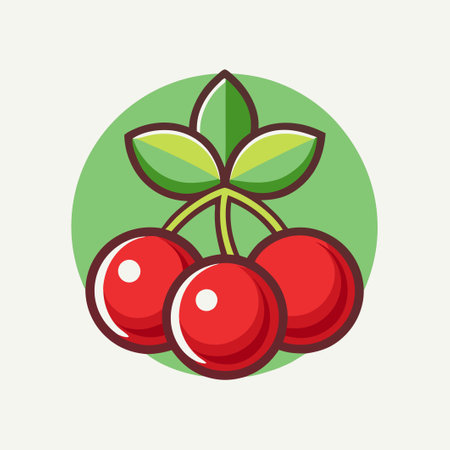 Flat Creative Icon of a Bunch of Cherries on a White Backgroundのイラスト素材