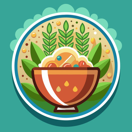 Flat Creative Logo Icon of a Nutritious and Colorful Quinoa Salad Bowlのイラスト素材
