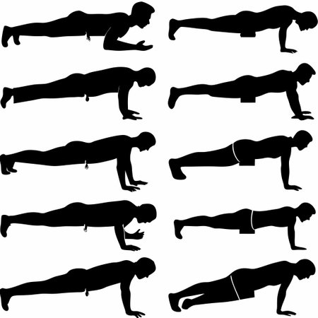 Plank Pose Silhouettes: A Collection of Dynamic Fitness Imagesのイラスト素材