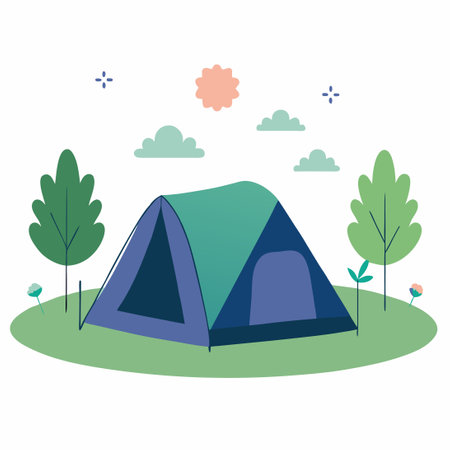 Imaginative Tent Concept Depicting Outdoor Adventure and Shelterのイラスト素材
