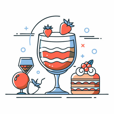 Conceptual Illustration of a Delightful Tiramisu Dessert in Four Variationsのイラスト素材