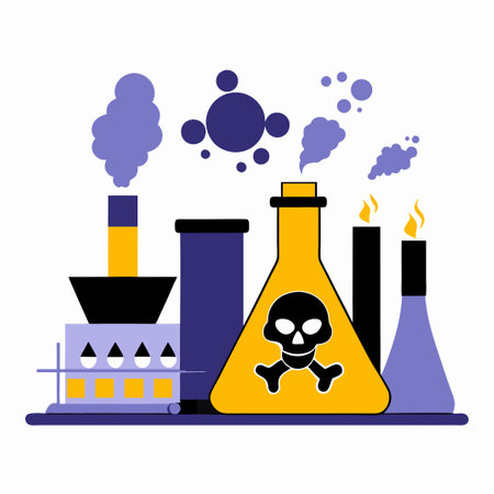 Hazardous Waste and Chemical Toxicity Illustrated in Conceptのイラスト素材