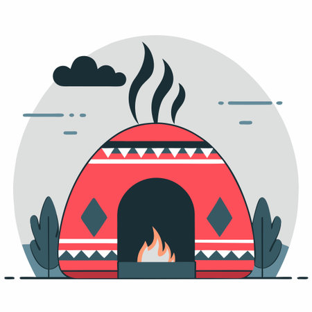 Conceptual Illustration Depicting the Ancient Ritual of Temazcal Sweat Lodgeのイラスト素材