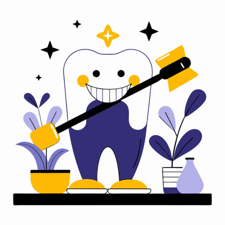 Conceptual Illustration of the Importance of Tooth Brushingのイラスト素材