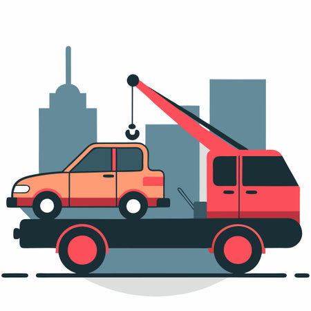 Conceptual Illustration of Vehicle Towing Process on the Roadのイラスト素材