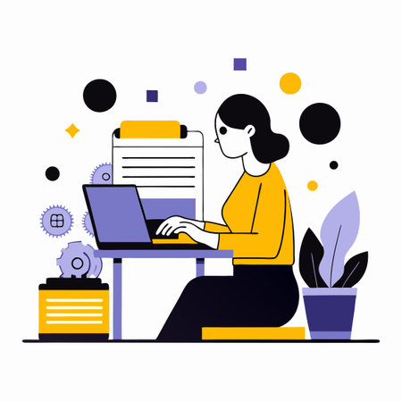 Conceptual Illustration of Keyboard Typing on a Laptopのイラスト素材