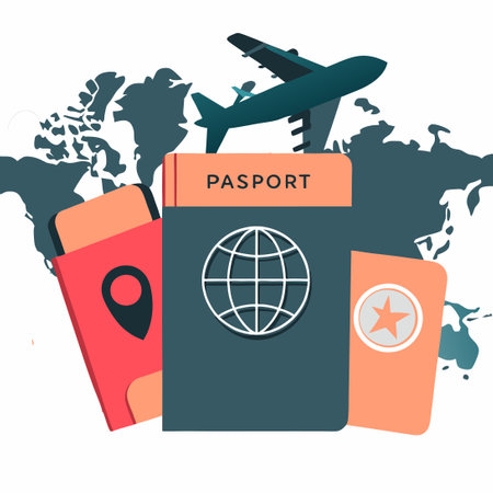 Illustrative Concept of a Travel Passport and Travel Essentialsのイラスト素材