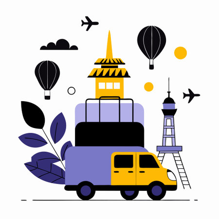 Illustrative Depiction of a Travel Concept: Adventure, Exploration, and Wonderのイラスト素材
