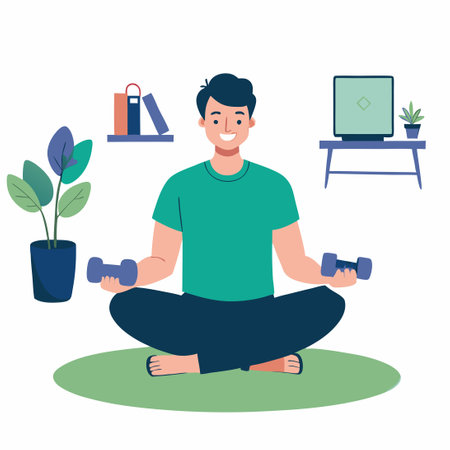 Illustrative Concept of Home-Based Workout Motivationのイラスト素材