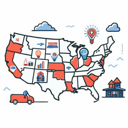 Abstract Conceptual Illustration of the Contiguous United Statesのイラスト素材