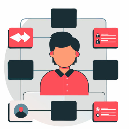 3D Illustration of User Flow Concept Utilizing Flowcharts and Diagrams