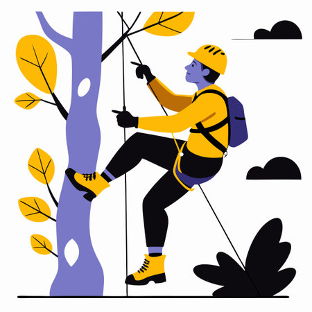 Person Climbing a Tree, Embracing Nature and Exploring the Heightsのイラスト素材