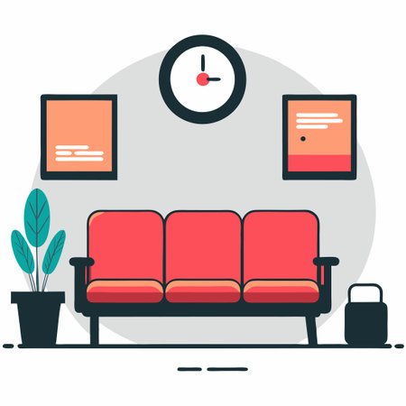 Modern Waiting Room Boasting Comfortable Sofa for Relaxation and Comfortのイラスト素材