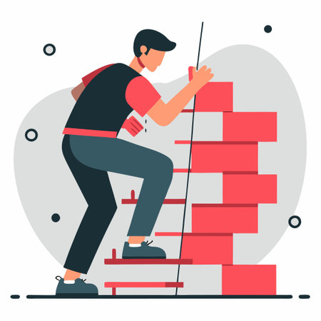 Illustrative Depiction of the Exhilarating Sport of Indoor Wall Climbingのイラスト素材