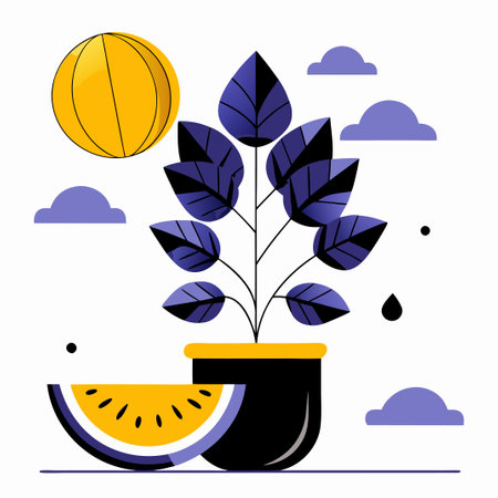 Intricate Illustration Depicting the Growth and Anatomy of a Watermelon Plantのイラスト素材