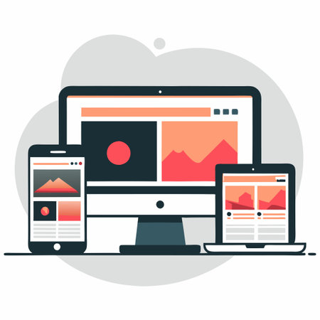 Conceptual Illustration of Web Devices Connecting and Interactingのイラスト素材