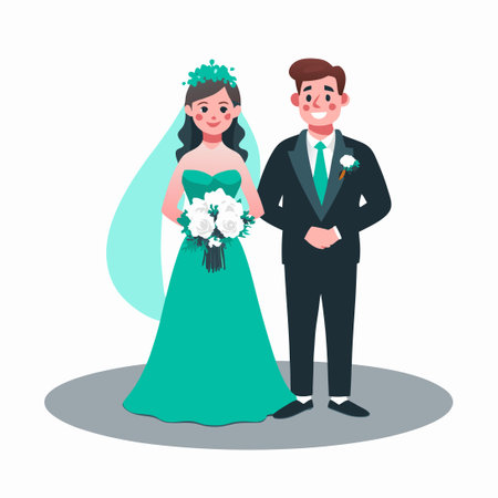 Creative Wedding Concept Illustration with Modern Elementsのイラスト素材