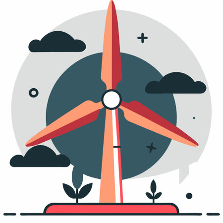 Concept Illustration of a Modern Wind Turbine for Clean Energy Generationのイラスト素材