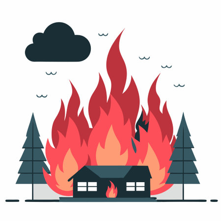 Illustrative Depiction of a Devastating Wildfire's Wrathのイラスト素材