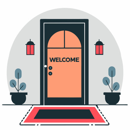 Creative and Inviting Welcome Doormat Design Concept Illustrationのイラスト素材